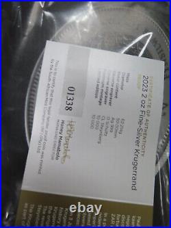 Silver 2023 South Africa 2 oz Krugerrand 50mm. 999 SILVER PROOF IN CASE 01338