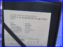 Silver 2023 South Africa 2 oz Krugerrand 50mm. 999 SILVER PROOF IN CASE