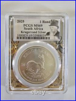 Silver 2025 South Africa Krugerrand 1 oz Rand PCGS MS 69