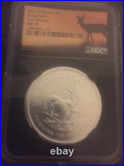 Silver coin NGC 2021 S. Africa S1 KR Krugerrand first Releases MS 70