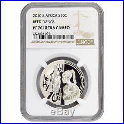 South Africa 10C 2010 Silver Coin Reed Dance NGC PF 70 Ultra Cameo