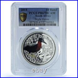 South Africa 10 rand Night Heron KM-667 Fauna Bird PR 67 PCGS silver coin 2018