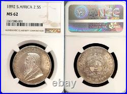 South Africa 1892 2 1/2 Shilling, Superb, NGC 62 PQ +++, Sharp Detail/Luster