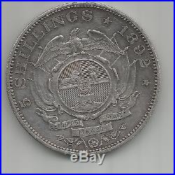 South Africa 1892 5 Shilling Double Shaft 4,327 Minted, Silver, ZAR CROWN