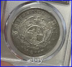 South Africa 1892 Large Silver 5 Shillings (PCGS AU Detail)