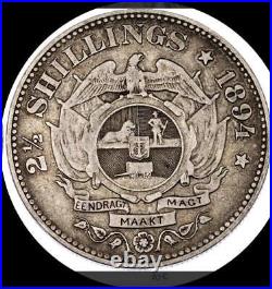 South Africa 1894, 2-1/2 shillings old world sterling silver coin #4267