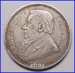 South Africa 1894 Engraved SILVER 2 Shillings VF+ Very RARE Type KEY S. A. Coin