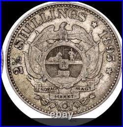 South Africa 1895, 2-1/2 shillings old world sterling silver coin #4268