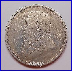 South Africa 1895 2 Shillings F-VF Scarce KEY Date ONLY 150,000 Silver S. A. Coin