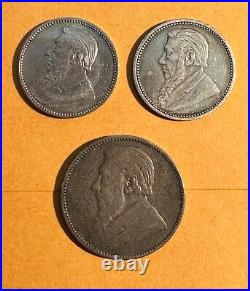 South Africa 1895 Shilling, 1895, 1897 6 Pence Silver Coins, Lot Of (3)