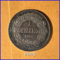 South Africa 1896 1 Shilling Silver Coin Xf+