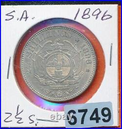 South Africa 1896 Lusterous 2 1/2 Shilling Silver K7 #6749