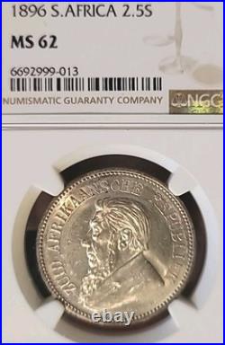 South Africa 1897 2 1/2 Shillings Rare Superb Gem NGC 62PQ Luster/Sharp LV