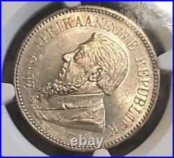 South Africa 1897 2 1/2 Shillings Rare Superb Gem NGC 62PQ Luster/Sharp LV