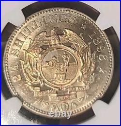 South Africa 1897 2 1/2 Shillings Rare Superb Gem NGC 62PQ Luster/Sharp LV