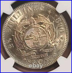 South Africa 1897 2 1/2 Shillings Rare Superb Gem NGC 62PQ Luster/Sharp LV