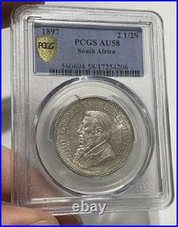 South Africa 1897 Silver 2 1/2 Shillings (PCGS AU 58)