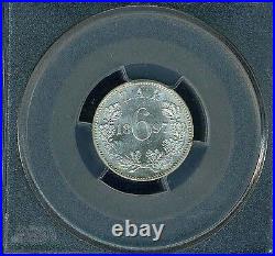 South Africa 1897 Six Pence Silver Coin Certified Pcgs Choice Uncirculated Ms-63