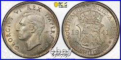 South Africa, 1941 George VI Half Crown 1/2 Crown. PCGS MS 62. 1,988,000 Mintage