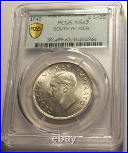 South Africa, 1942 George VI 2 1/2 Shillings, Half Crown, 1/2 Crown, PCGS MS 63