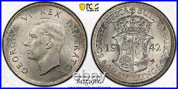 South Africa, 1942 George VI Half Crown, 1/2 Crown, PCGS MS 63. 2,098,000 Minted