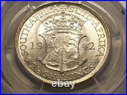 South Africa, 1942 George VI Half Crown, 1/2 Crown, PCGS MS 63. 2,098,000 Minted