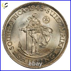 South Africa, 1943 George VI Shilling. PCGS MS 66. 4,187,999 Mintage