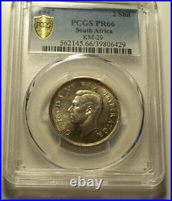 South Africa 1947 George VII Two Shillings PCGS PR 66, 2 Shillings. 2,600 Minted