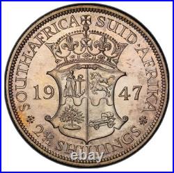 South Africa, 1947 George VI 2 1/2 Shillings. PCGS PR 65