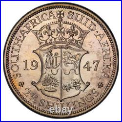 South Africa, 1947 George VI 2 and Half Shillings. PCGS PR 65. 2,600 Mintage