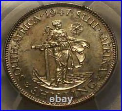 South Africa 1947 George VI Shilling PCGS PR 66. 2,600 Mintage