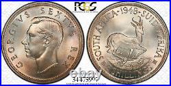 South Africa, 1948 George VI Five Shillings, 5 Shillings. PCGS PL 68, Crown