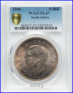 South Africa 1948 George VI Prooflike 5 Shillings PCGS PL67 Stunning