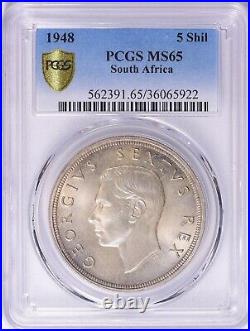 South Africa 1948 Silver 5 Shillings KM-31 PCGS MS-65
