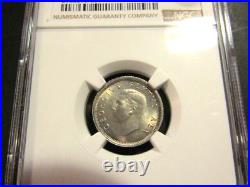 South Africa 1949 6 Pence NGC Graded Silver unc Coin