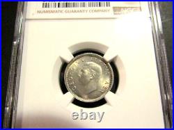 South Africa 1949 6 Pence Six Pence Graded NGC Silver uncirculated Details Coin