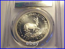 South Africa, 1949 George VI Five Shillings, 5 Shillings, Crown. PCGS PL 66