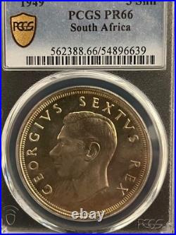 South Africa 1949 Silver 5 Shillings PCGS Proof-66 RARE! 