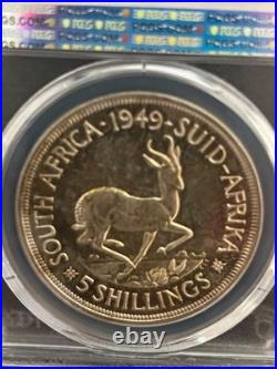 South Africa 1949 Silver 5 Shillings PCGS Proof-66 RARE! 