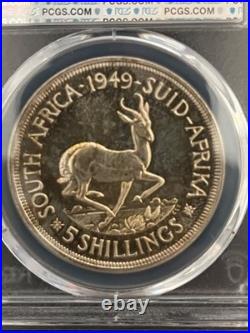 South Africa 1949 Silver 5 Shillings PCGS Proof-66 RARE! 