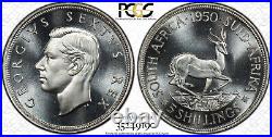 South Africa, 1950 Five Shillings, 5 Shillings. PCGS PL 65. 1,200 Mintage
