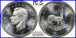 South Africa, 1950 George VI 5 Shillings, PCGS PL 65. Crown. 1,200 Mintage