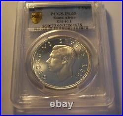 South Africa, 1950 George VI 5 Shillings, PCGS PL 65. Crown. 1,200 Mintage