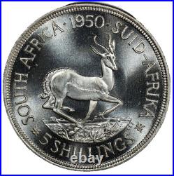 South Africa, 1950 George VI 5 Shillings, PCGS PL 65. Crown. 1,200 Mintage