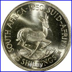South Africa, 1950 George VI 5 Shillings, PCGS PL 65. Crown. 1,200 Mintage