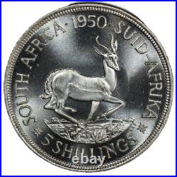 South Africa, 1950 George VI 5 Shillings, PCGS PL 65. Crown. 1,200 Mintage