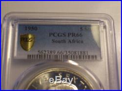 South Africa, 1950 George VI Five Shillings, 5 Shillings, Crown. PCGS Proof 66