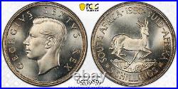 South Africa, 1950 George VI Five Shillings, 5 Shillings, PCGS PL 67. Crown