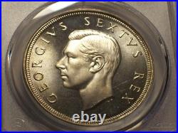 South Africa, 1950 George VI Five Shillings, 5 Shillings, PCGS PL 67. Crown