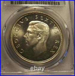 South Africa, 1950 George VI Five Shillings, 5 Shillings, PCGS PL 67. Crown